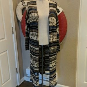 Free People Striped Aztec Long Duster